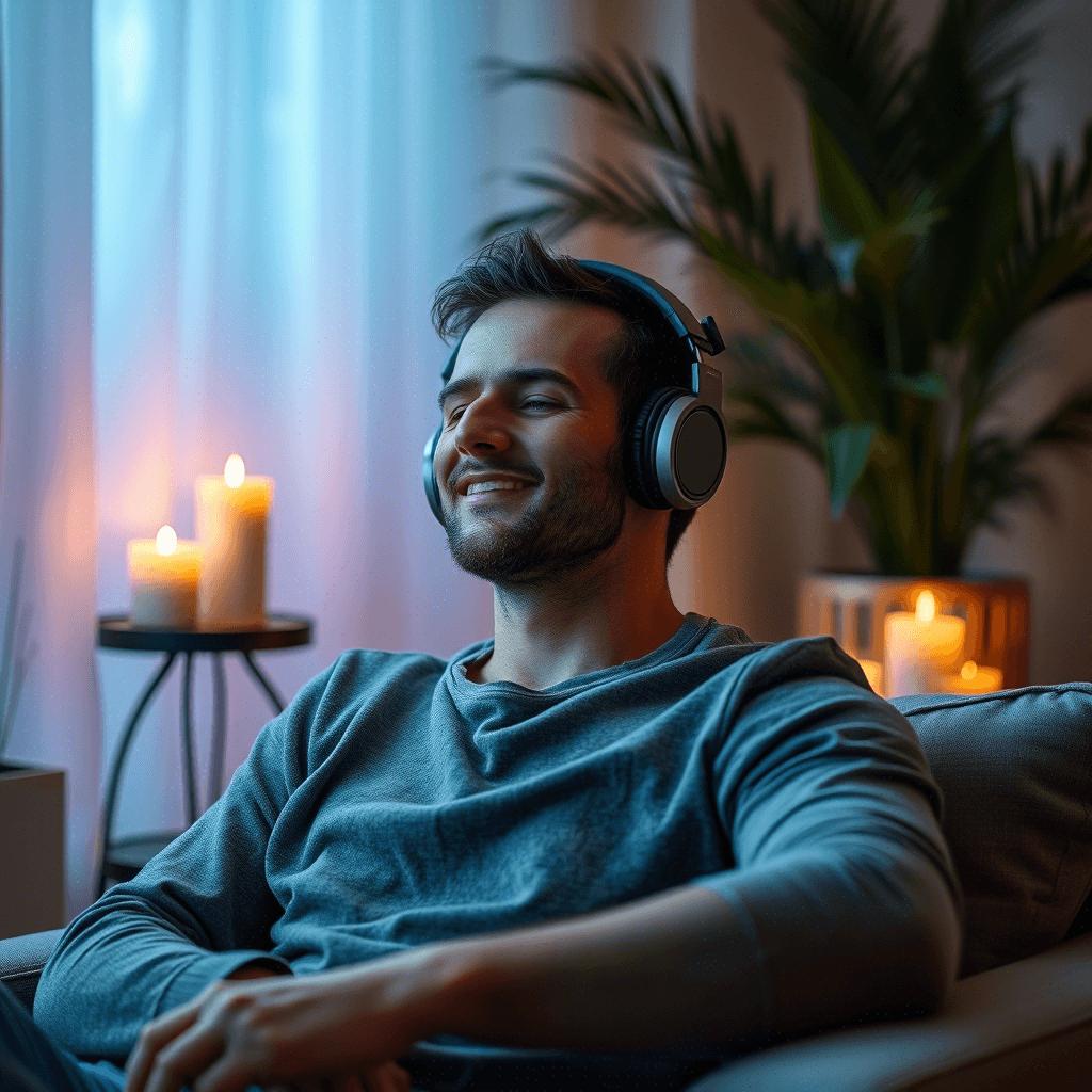 Man with headphones on